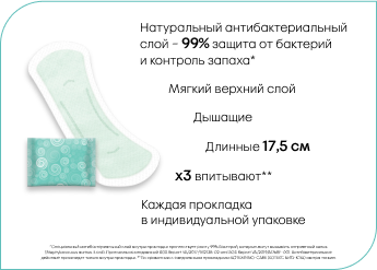 Преимущества ежедневных прокладок Kotex® Bio-Care Длинные